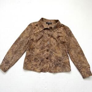 Y2K Linear Micro Corduroy Snake Print Jacket L Button Front